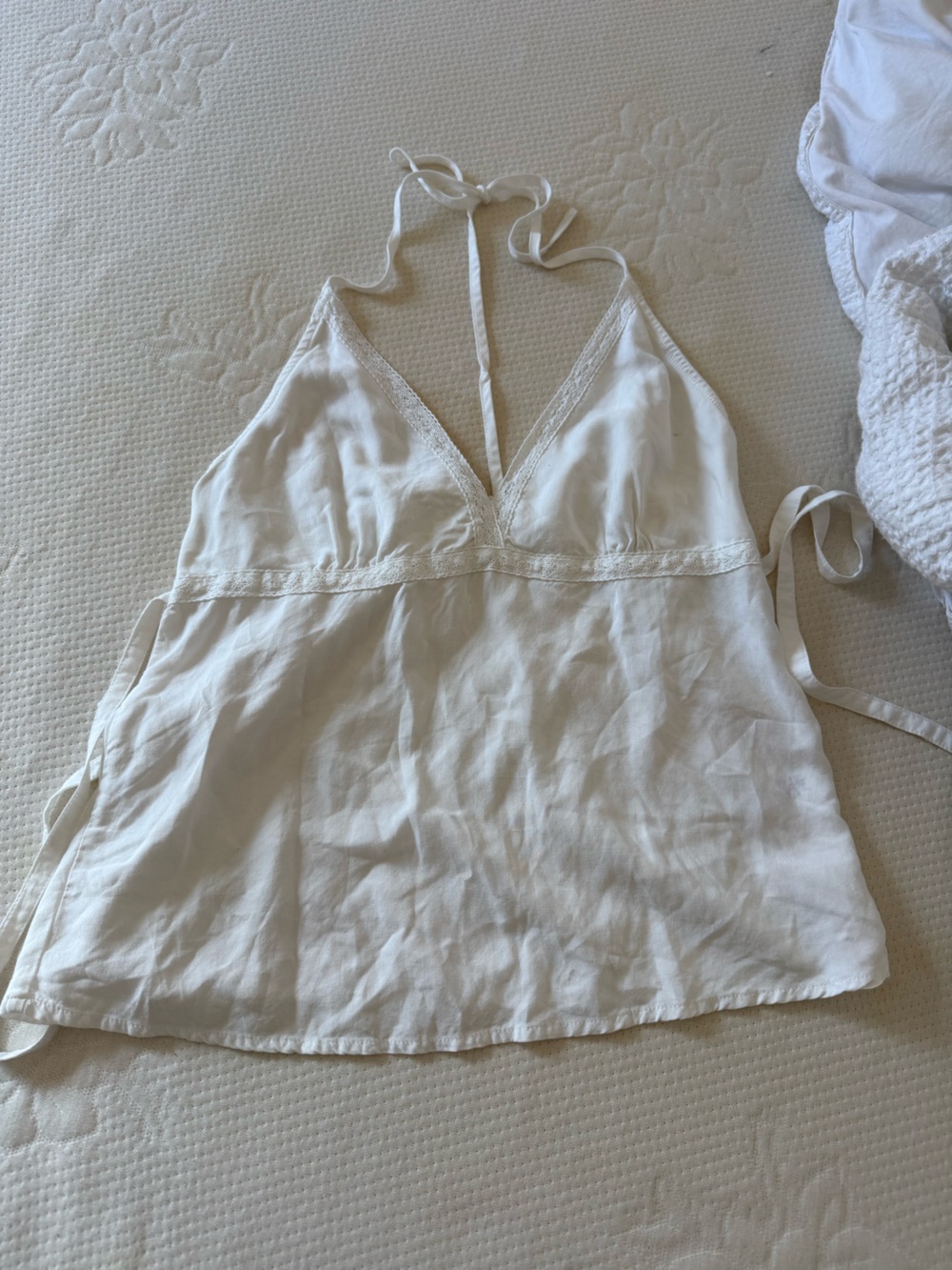 John Galt White Lace-Trim Camisole